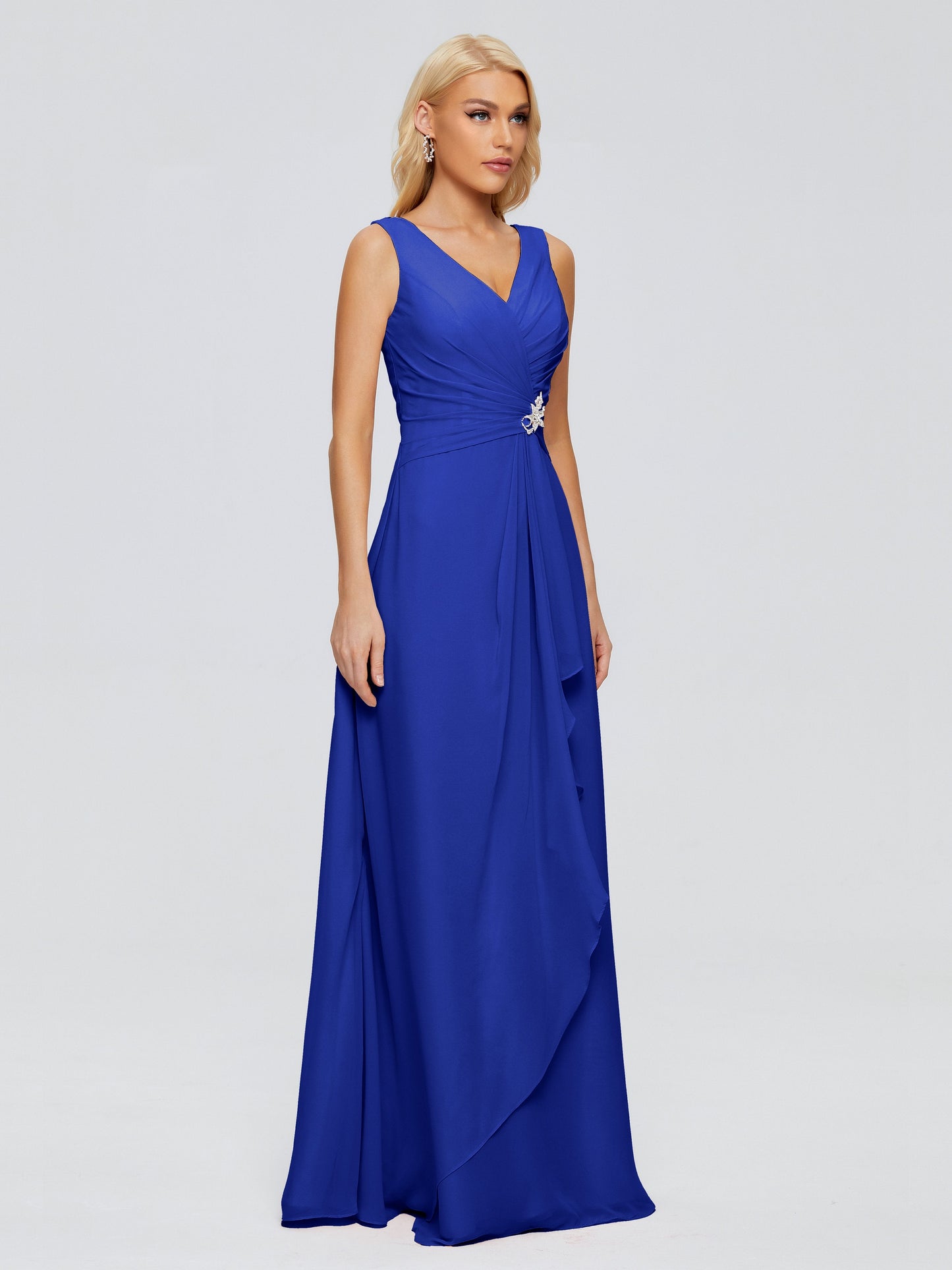 Maria V Neck Sleeveless Chiffon Bridesmaid Dresses