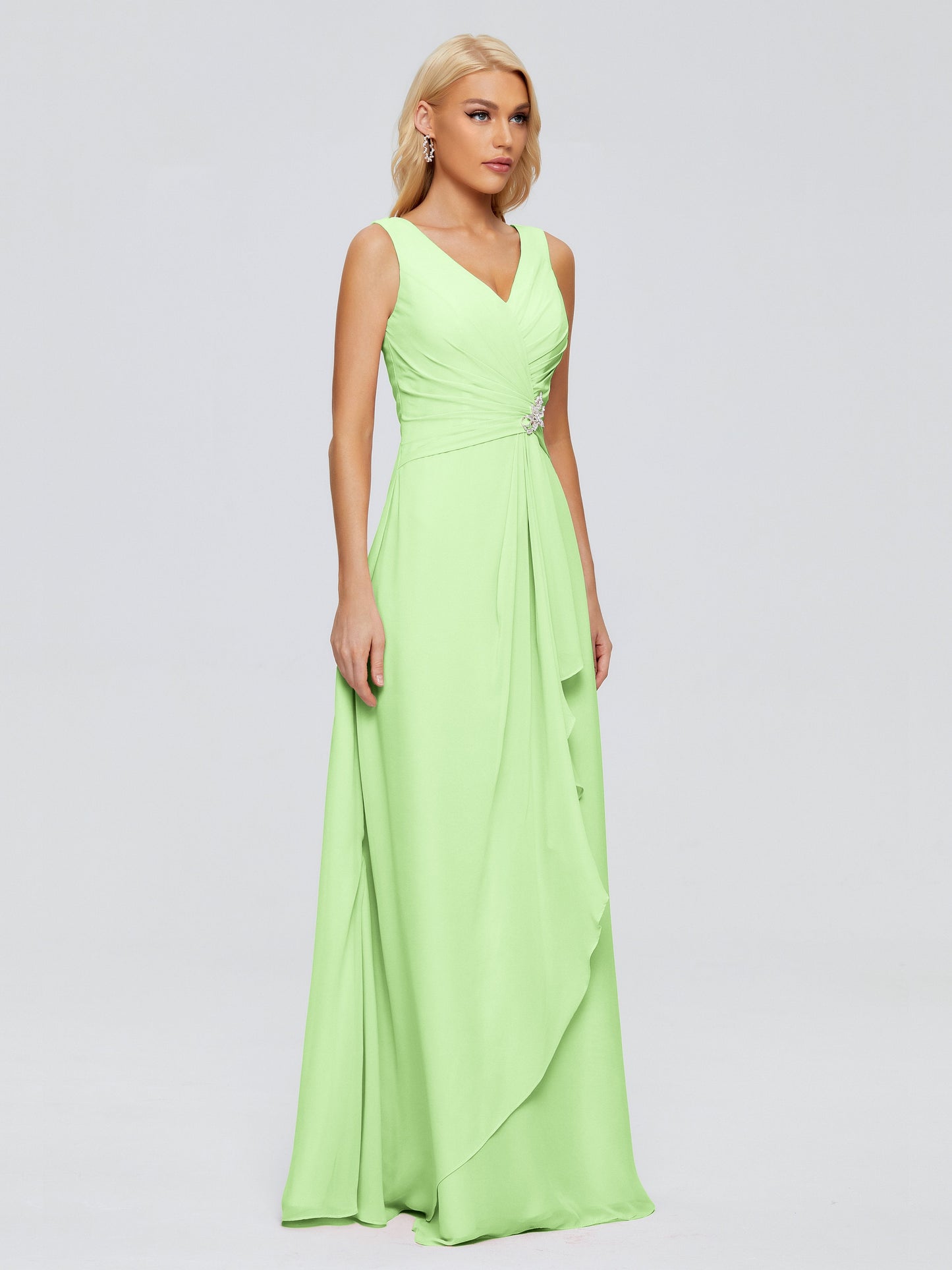 Maria V Neck Sleeveless Chiffon Bridesmaid Dresses