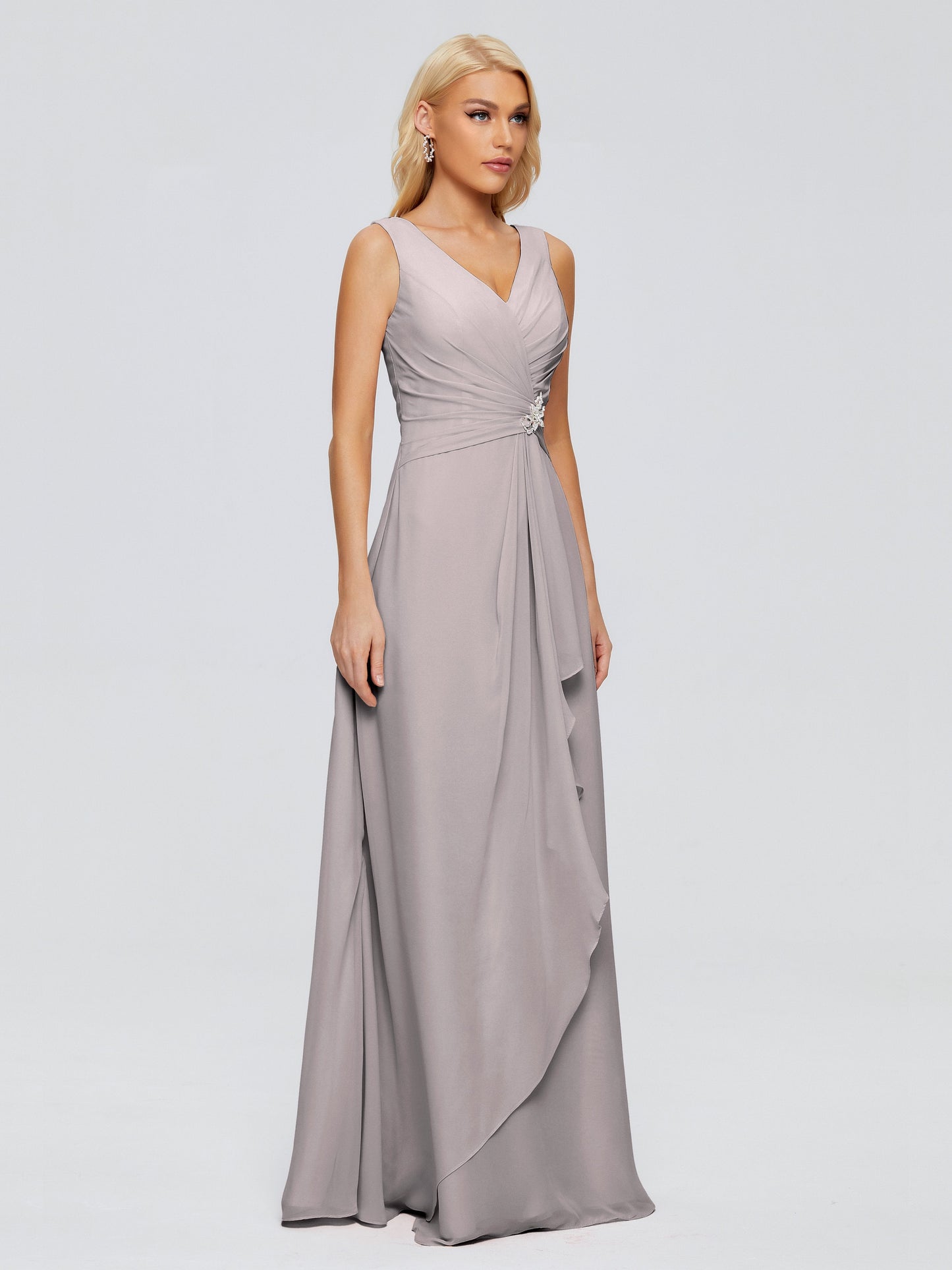 Maria V Neck Sleeveless Chiffon Bridesmaid Dresses