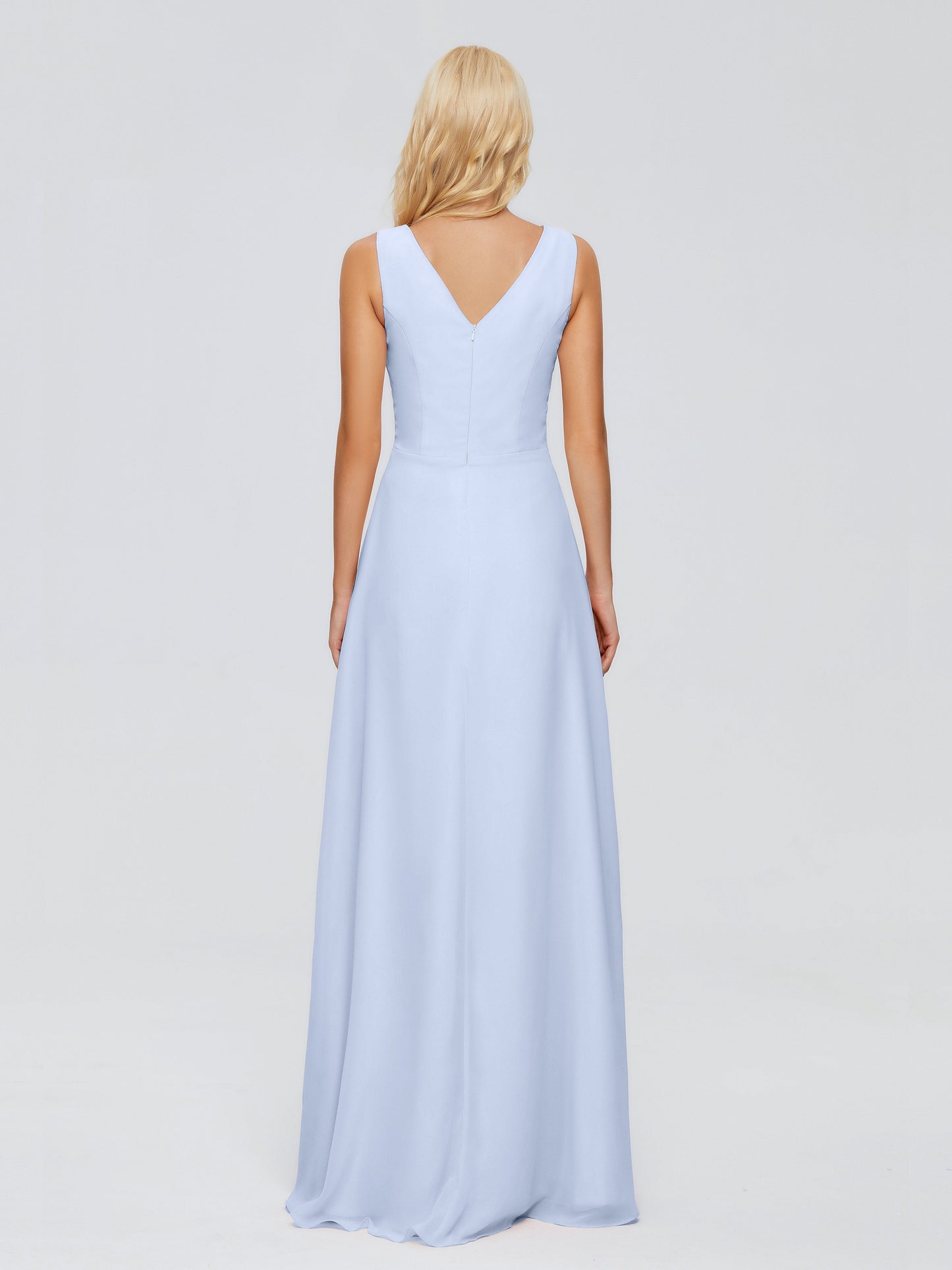 Maria V Neck Sleeveless Chiffon Bridesmaid Dresses