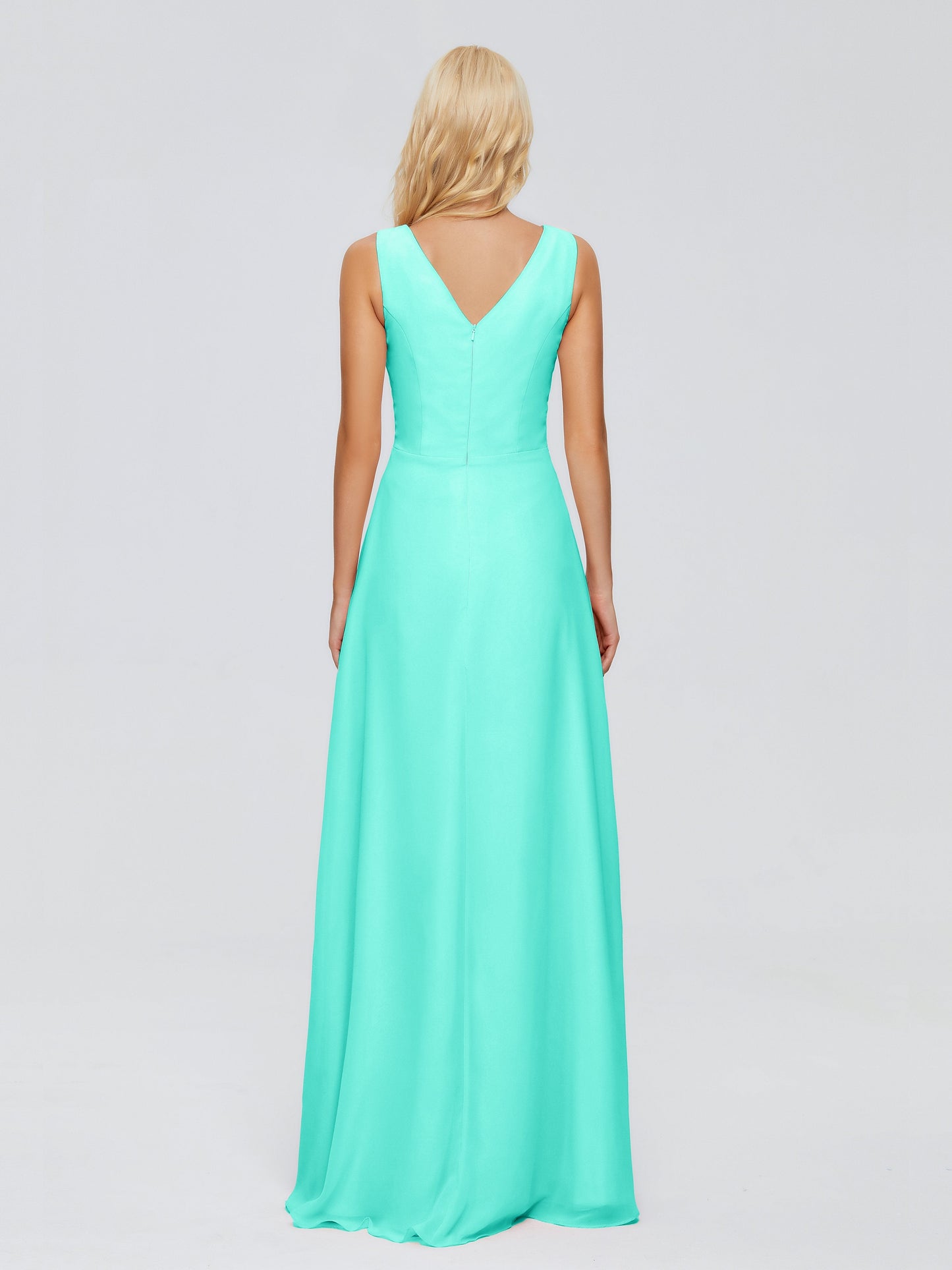 Maria V Neck Sleeveless Chiffon Bridesmaid Dresses