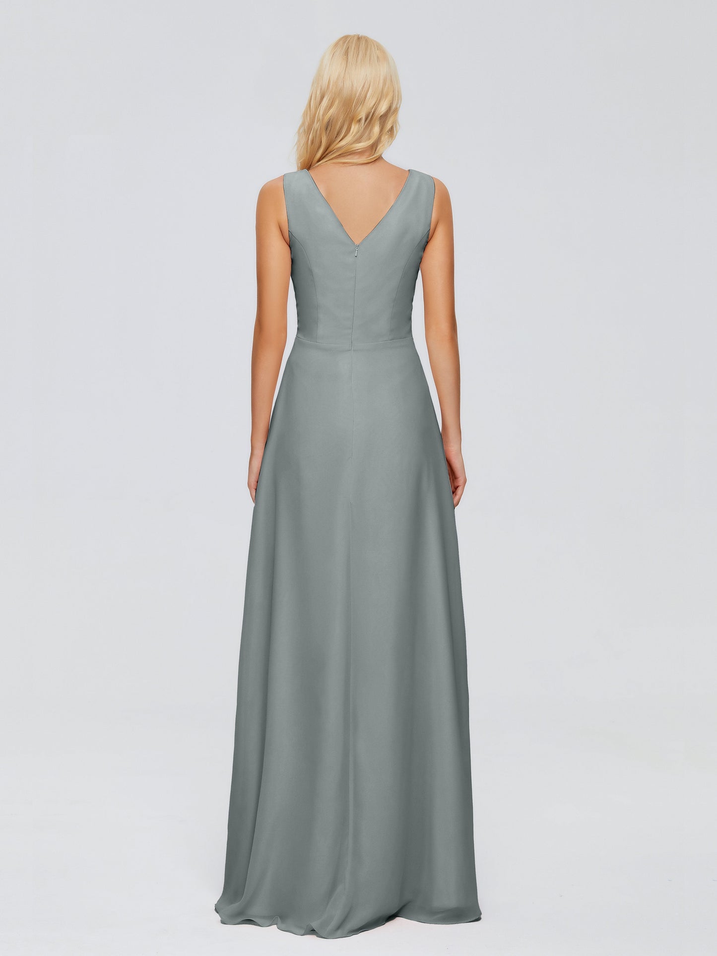 Maria V Neck Sleeveless Chiffon Bridesmaid Dresses