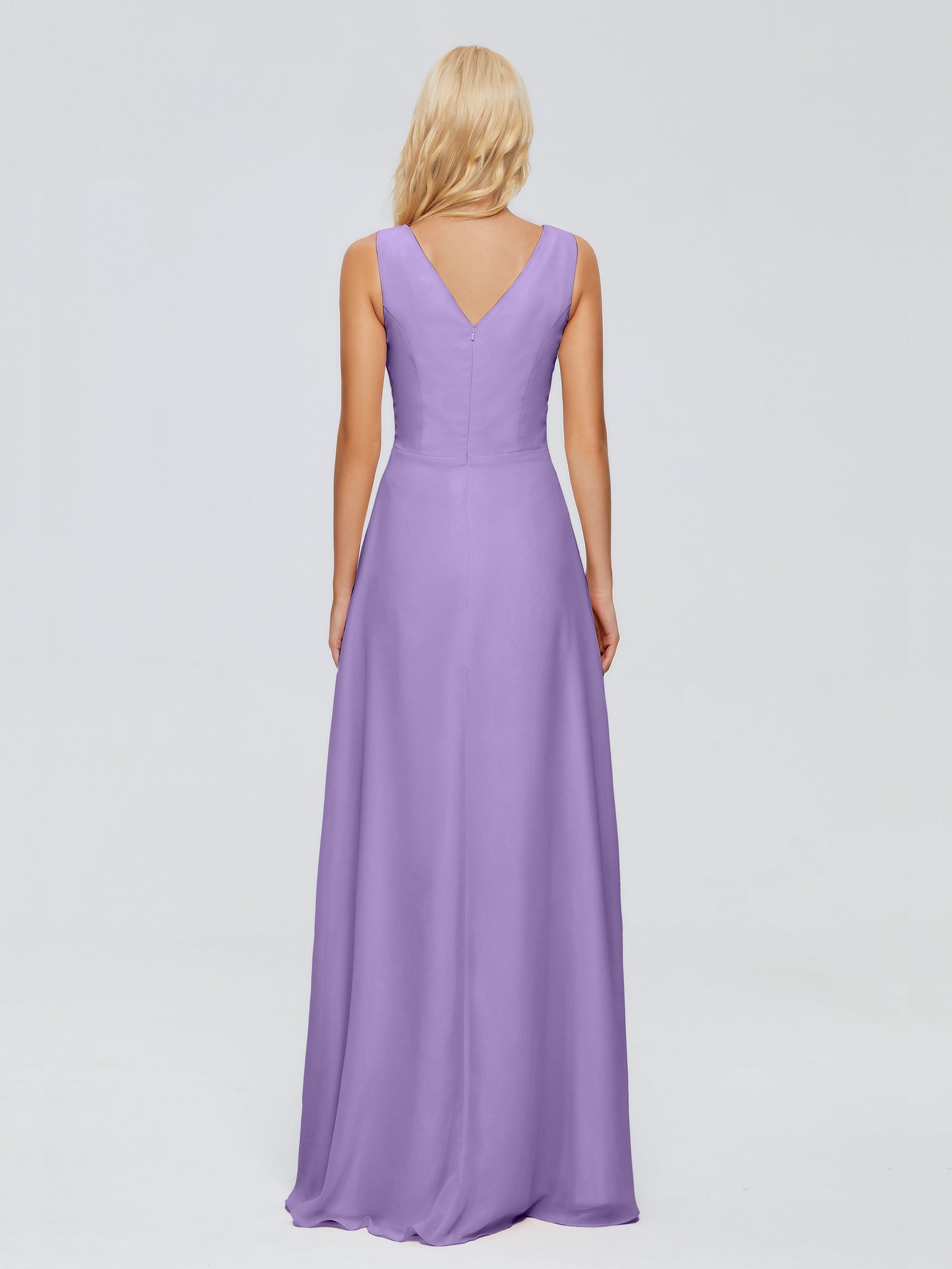 Maria V Neck Sleeveless Chiffon Bridesmaid Dresses