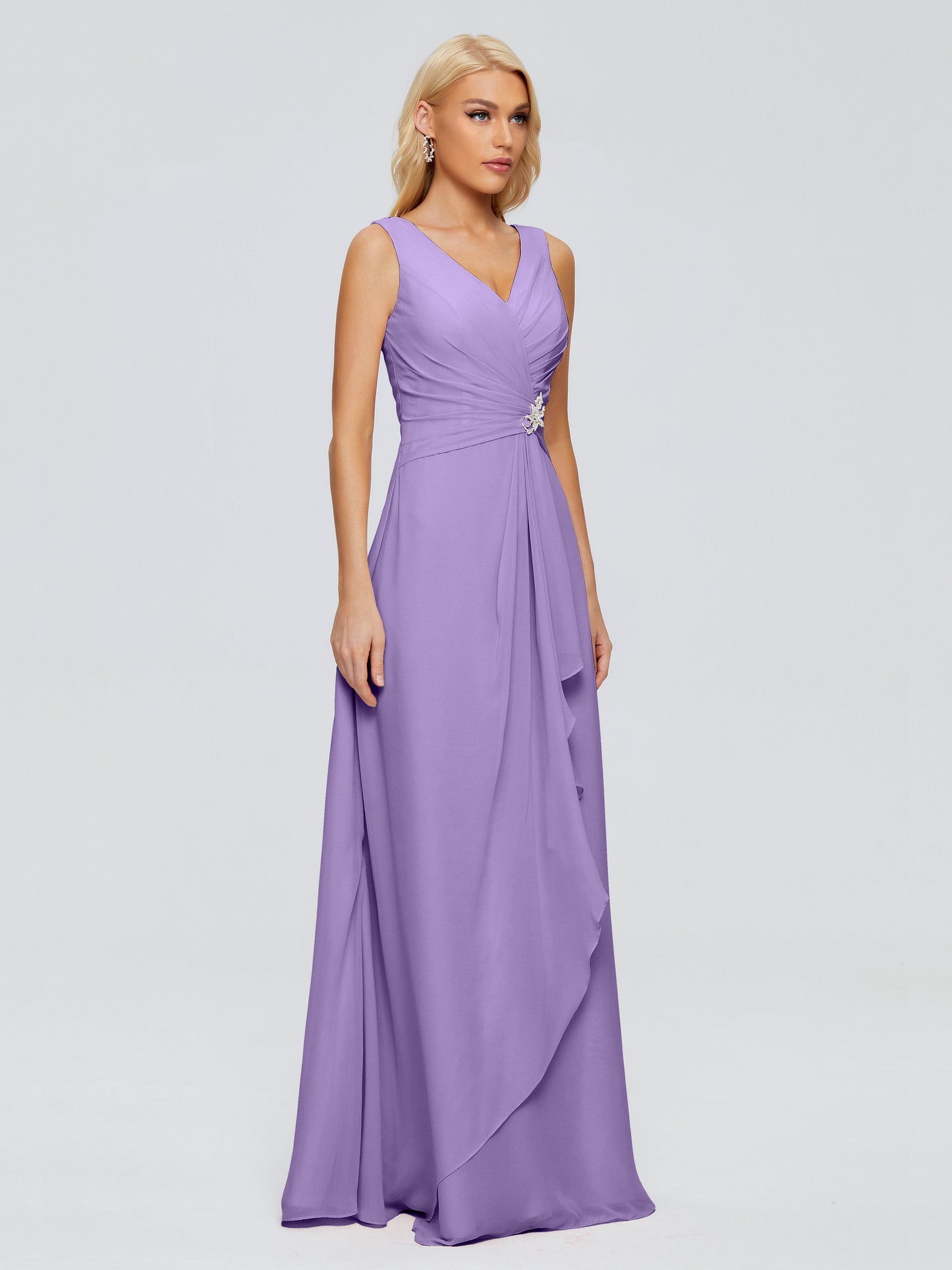 Maria V Neck Sleeveless Chiffon Bridesmaid Dresses