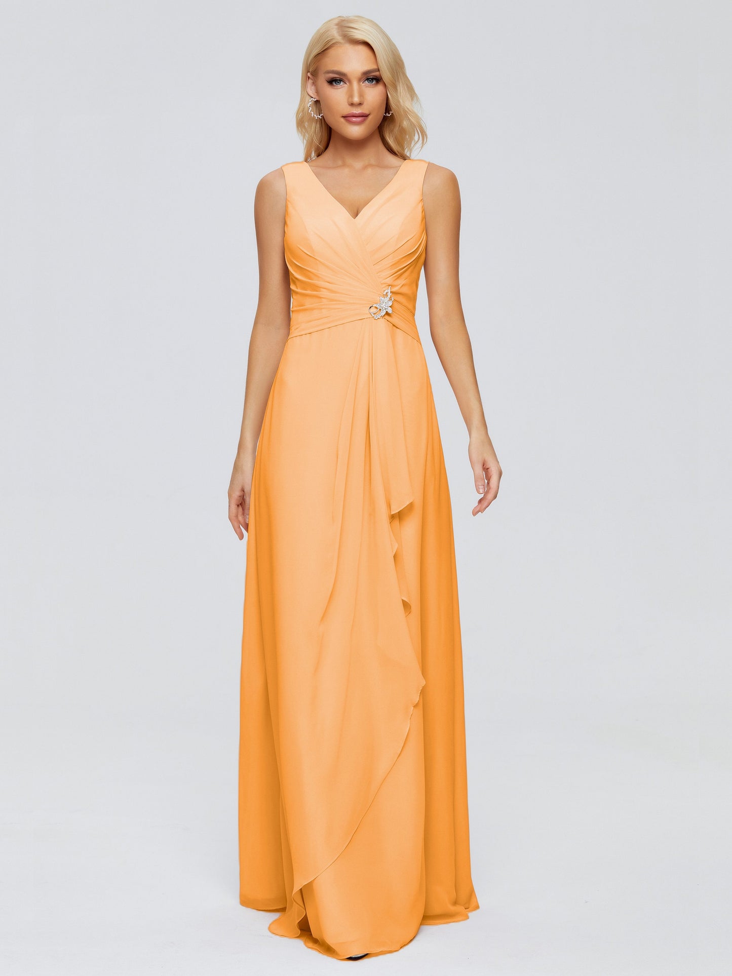 Maria V Neck Sleeveless Chiffon Bridesmaid Dresses