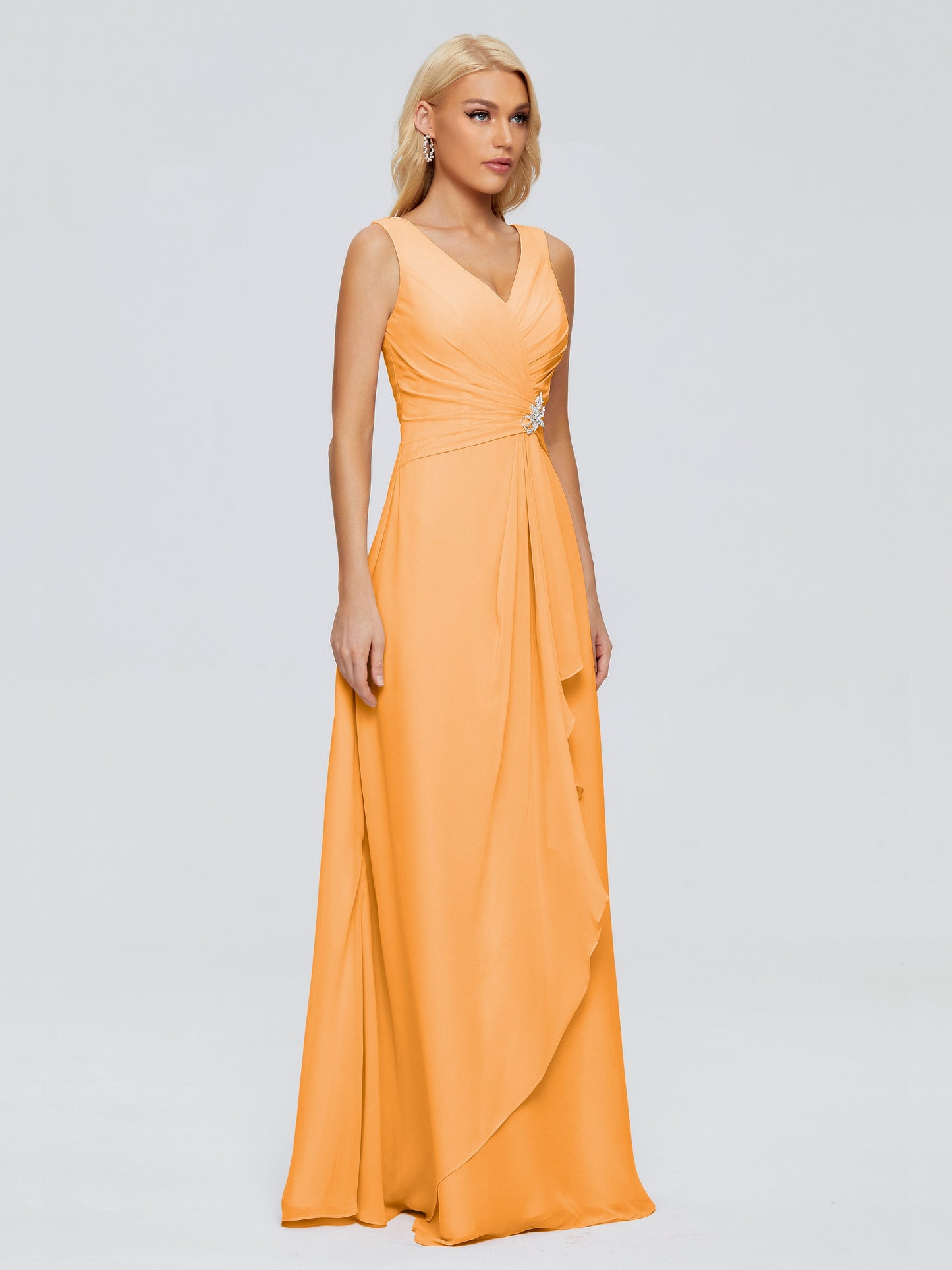 Maria V Neck Sleeveless Chiffon Bridesmaid Dresses