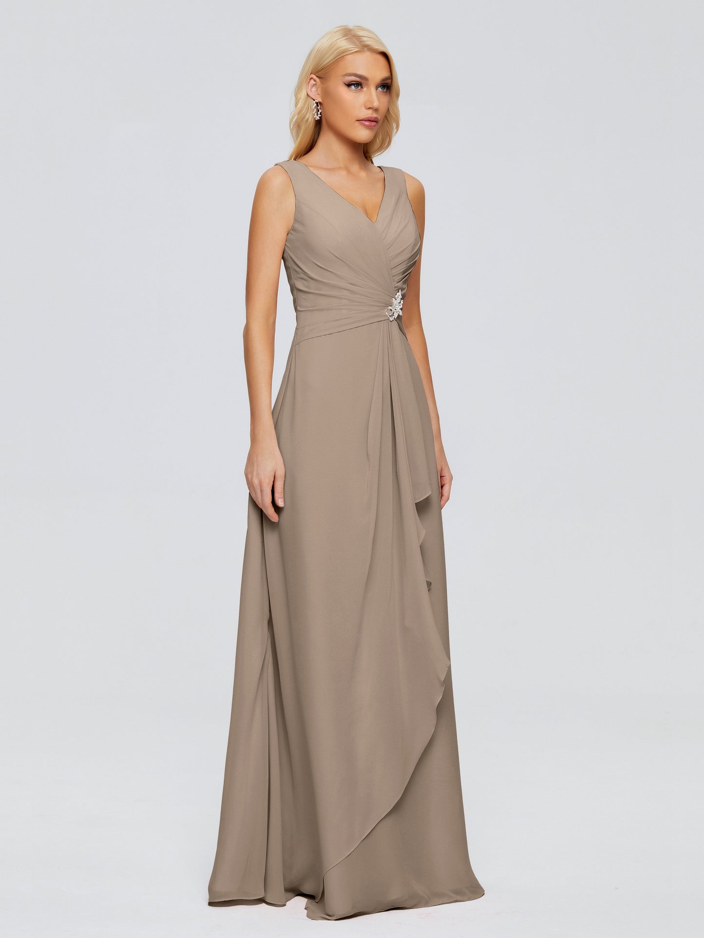 Maria V Neck Sleeveless Chiffon Bridesmaid Dresses