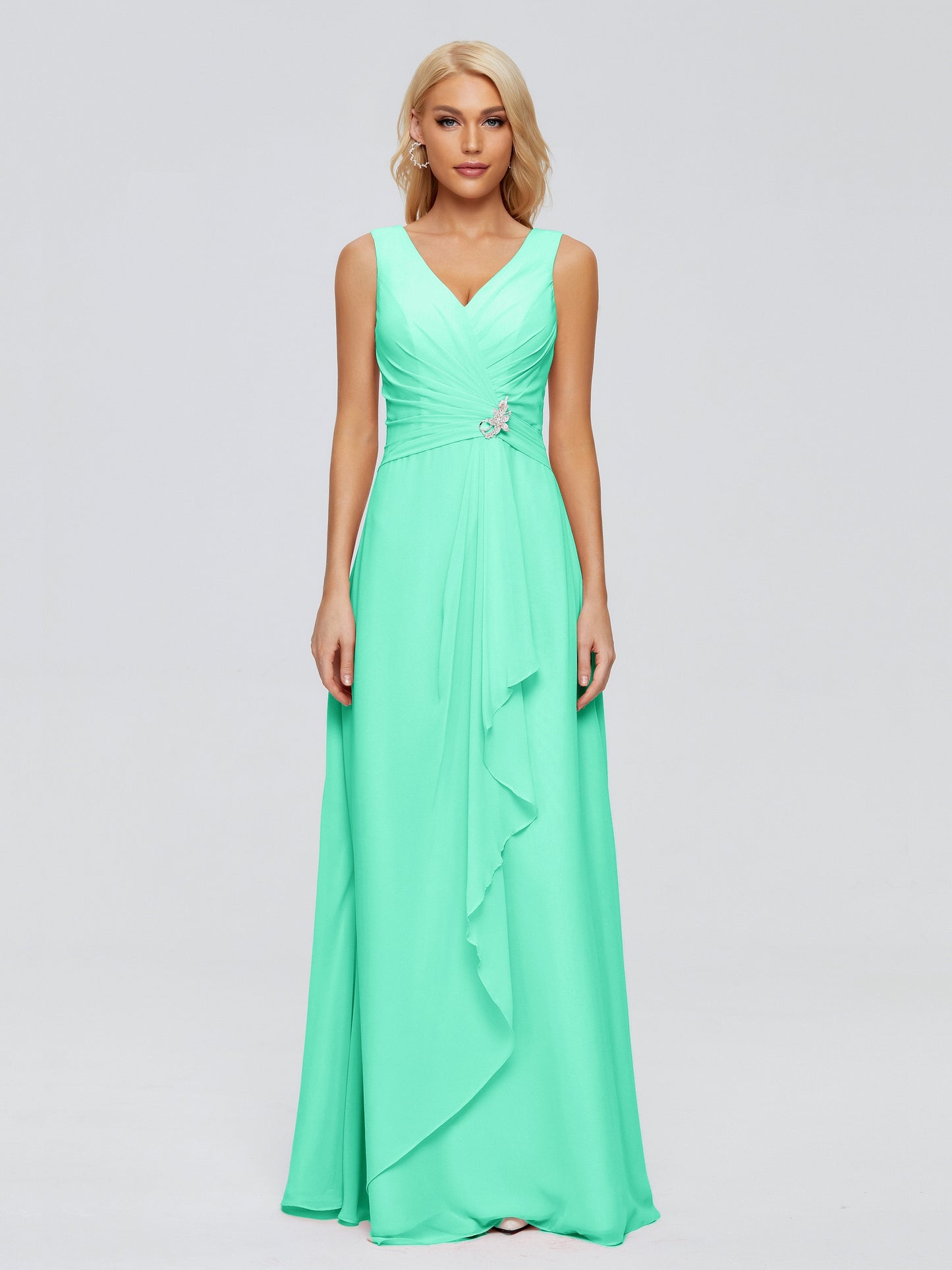 Maria V Neck Sleeveless Chiffon Bridesmaid Dresses