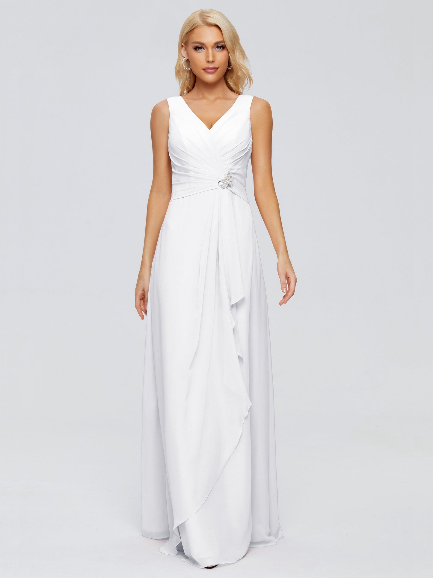 Maria V Neck Sleeveless Chiffon Bridesmaid Dresses