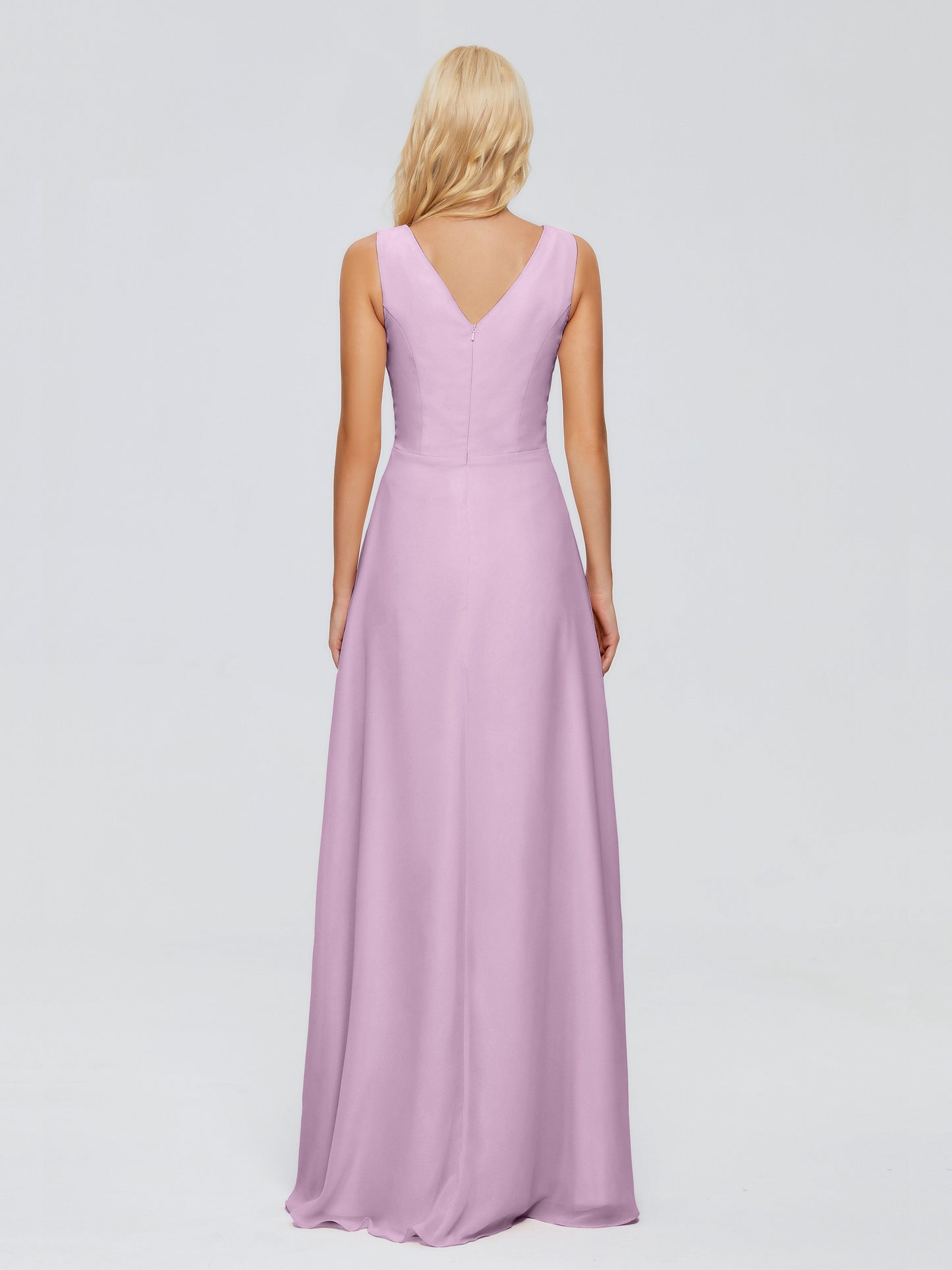 Maria V Neck Sleeveless Chiffon Bridesmaid Dresses