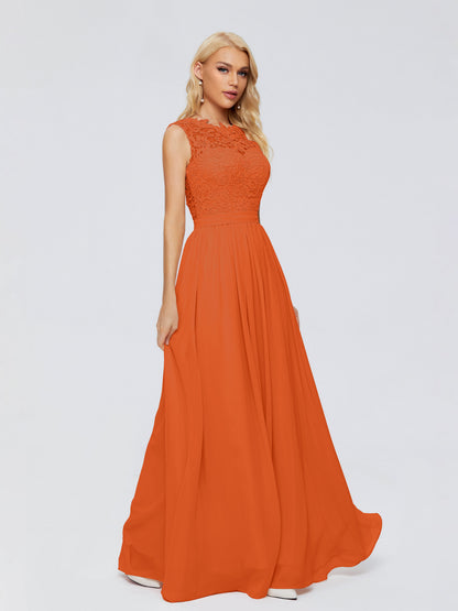 Melody A-Line Bateau Chiffon Bridesmaid Dresses