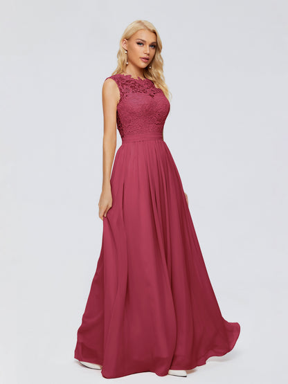 Melody A-Line Bateau Chiffon Bridesmaid Dresses