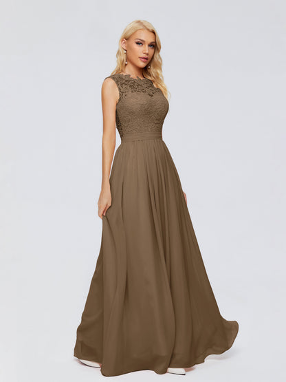 Melody A-Line Bateau Chiffon Bridesmaid Dresses