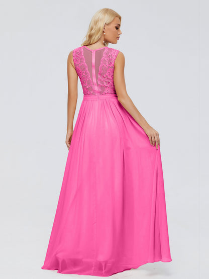 Melody A-Line Bateau Chiffon Bridesmaid Dresses