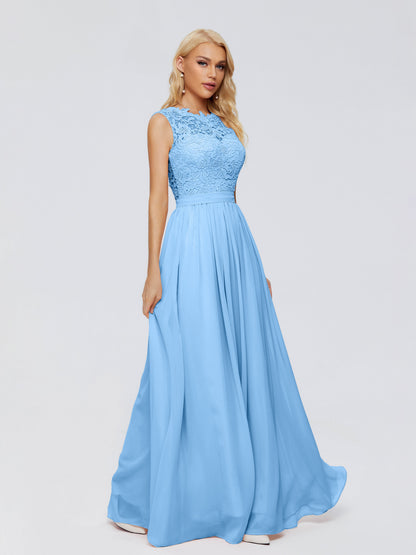 Melody A-Line Bateau Chiffon Bridesmaid Dresses