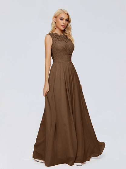 Melody A-Line Bateau Chiffon Bridesmaid Dresses