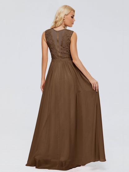 Melody A-Line Bateau Chiffon Bridesmaid Dresses
