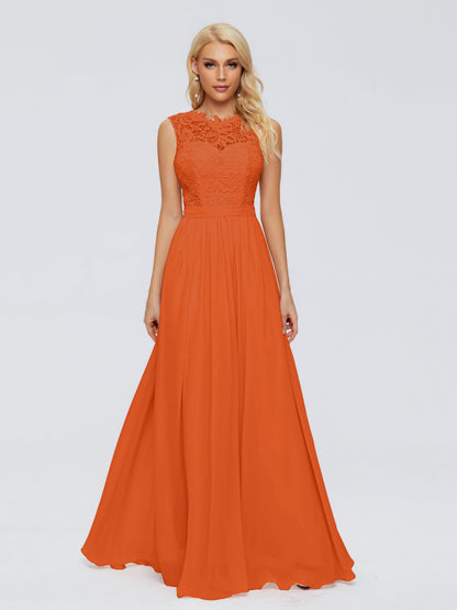 Melody A-Line Bateau Chiffon Bridesmaid Dresses