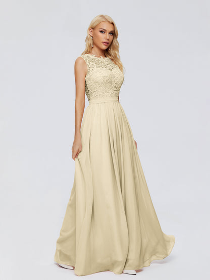 Melody A-Line Bateau Chiffon Bridesmaid Dresses