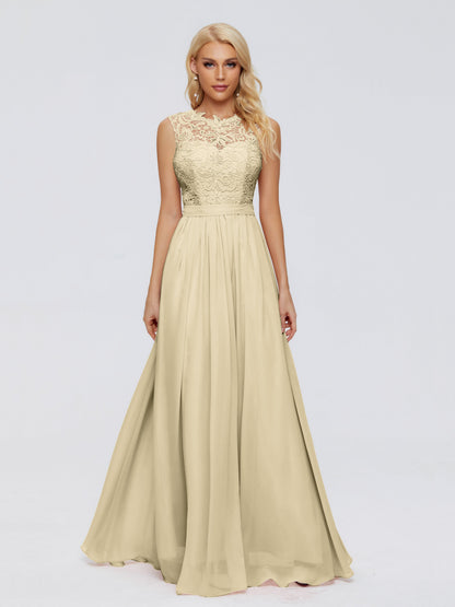 Melody A-Line Bateau Chiffon Bridesmaid Dresses