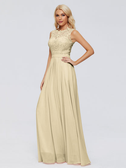 Melody A-Line Bateau Chiffon Bridesmaid Dresses