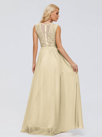 Melody A-Line Bateau Chiffon Bridesmaid Dresses