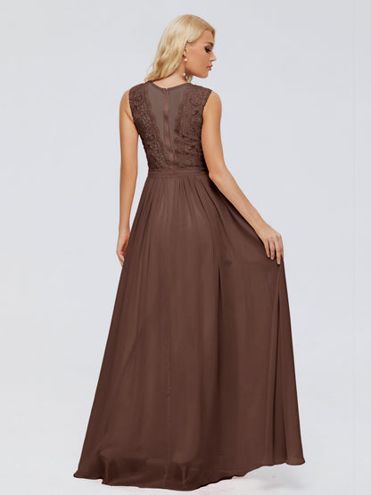 Melody A-Line Bateau Chiffon Bridesmaid Dresses