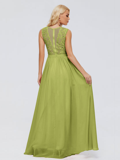 Melody A-Line Bateau Chiffon Bridesmaid Dresses