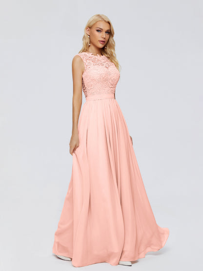Melody A-Line Bateau Chiffon Bridesmaid Dresses