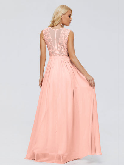 Melody A-Line Bateau Chiffon Bridesmaid Dresses