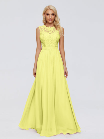 Melody A-Line Bateau Chiffon Bridesmaid Dresses
