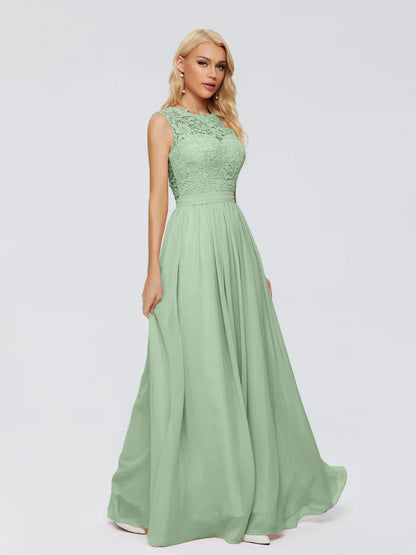 Melody A-Line Bateau Chiffon Bridesmaid Dresses
