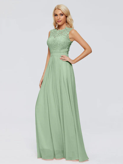 Melody A-Line Bateau Chiffon Bridesmaid Dresses