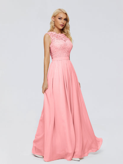 Melody A-Line Bateau Chiffon Bridesmaid Dresses