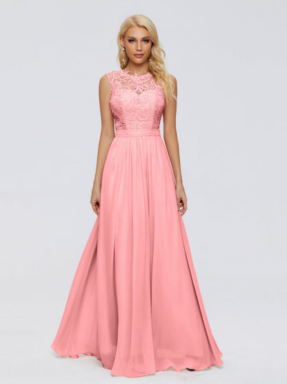 Melody A-Line Bateau Chiffon Bridesmaid Dresses