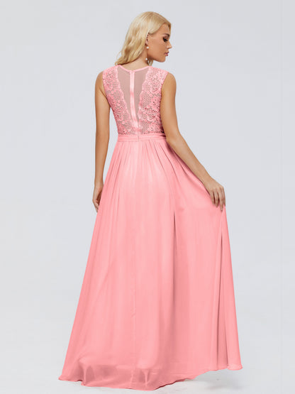 Melody A-Line Bateau Chiffon Bridesmaid Dresses