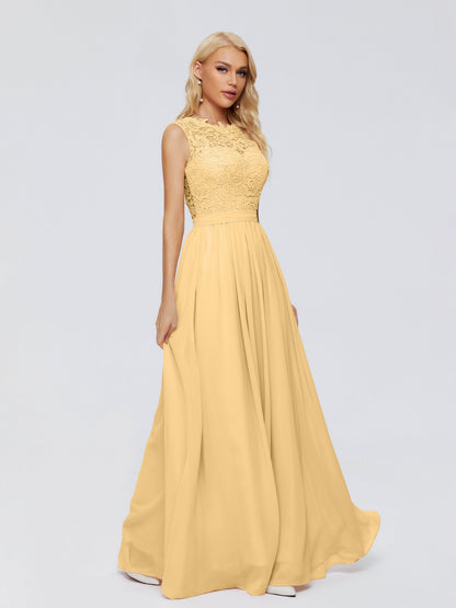 Melody A-Line Bateau Chiffon Bridesmaid Dresses