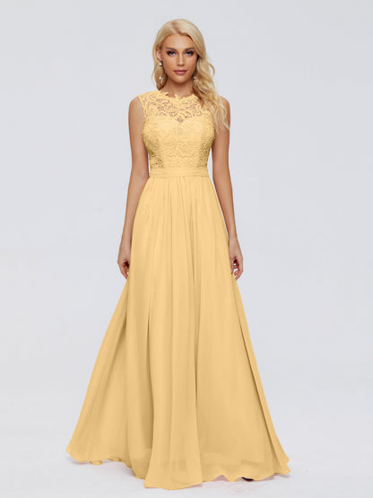 Melody A-Line Bateau Chiffon Bridesmaid Dresses