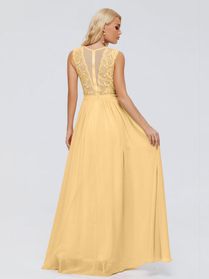 Melody A-Line Bateau Chiffon Bridesmaid Dresses