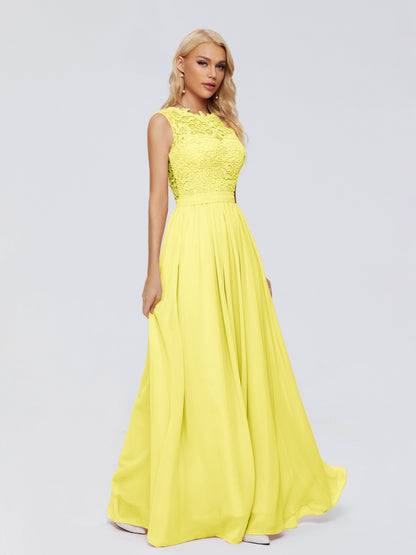 Melody A-Line Bateau Chiffon Bridesmaid Dresses