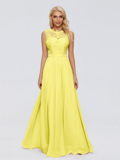 Melody A-Line Bateau Chiffon Bridesmaid Dresses