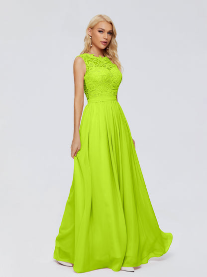 Melody A-Line Bateau Chiffon Bridesmaid Dresses