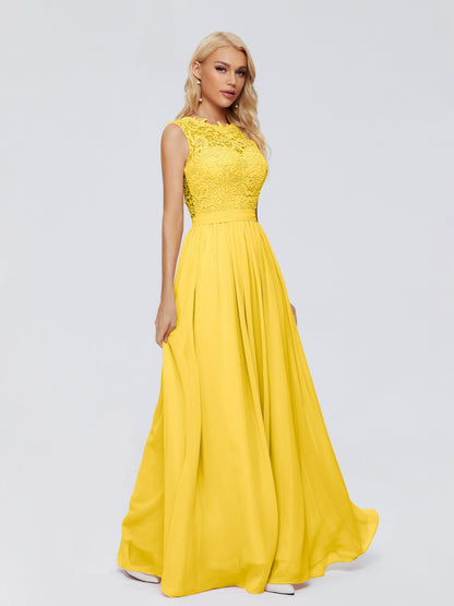 Melody A-Line Bateau Chiffon Bridesmaid Dresses