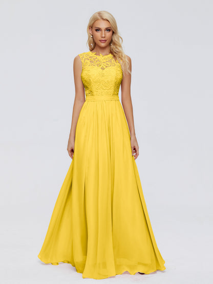 Melody A-Line Bateau Chiffon Bridesmaid Dresses