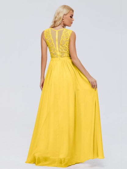 Melody A-Line Bateau Chiffon Bridesmaid Dresses