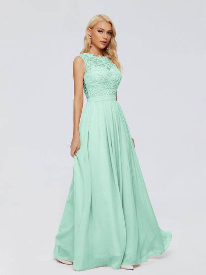 Melody A-Line Bateau Chiffon Bridesmaid Dresses