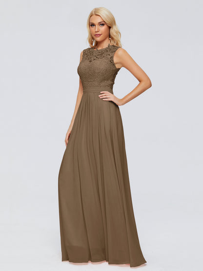 Melody A-Line Bateau Chiffon Bridesmaid Dresses