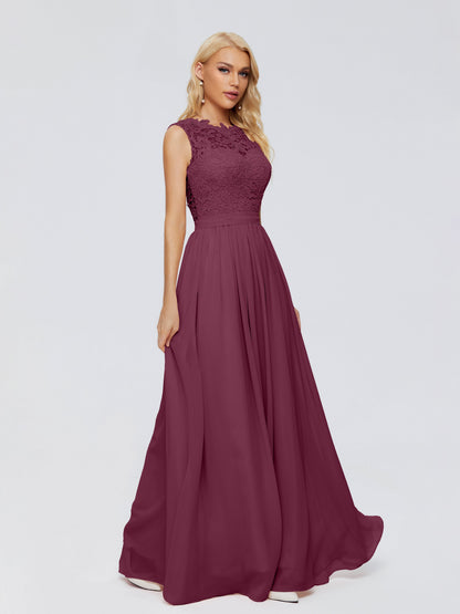 Melody A-Line Bateau Chiffon Bridesmaid Dresses