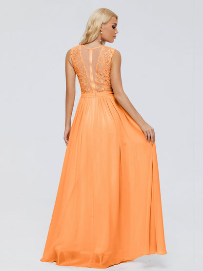 Melody A-Line Bateau Chiffon Bridesmaid Dresses