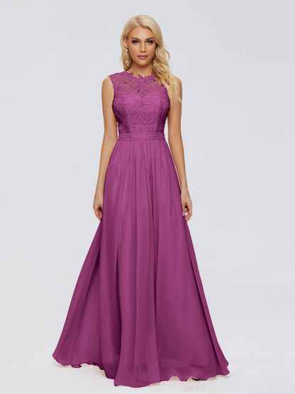 Melody A-Line Bateau Chiffon Bridesmaid Dresses